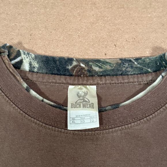 Y2K Buck Wear Deer Hunting Shirt XL Brown Camo Long Sleeve Double Layer Outdoors - Picture 8 of 9